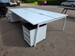Used 2-Person Bench Desk 1400mm White with Cable Tray & Screen – UK Delivery - Image 17