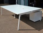 Used 2-Person Bench Desk 1400mm White with Cable Tray & Screen – UK Delivery - Image 19
