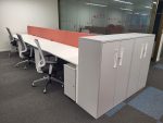 Senator Office Desk Set + 6 Lockable Mobile Pedestals +  2 Double Door Cupboards