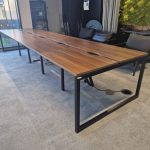 10‑Person Bench Office Desk Walnut Finish – Modular Workstation, 90 cm per Seat