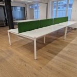 Used 4-Person Bench Office Desk 120cm Front-to-Front Compact Workstation