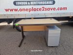 Wooden Office Desk Maple 120cm Workstation + Mobile Lockable Pedestal Cabinet