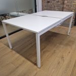 Used White 2-Person Bench Office Desk – 100cm Workstation – Fast UK Delivery 🚚