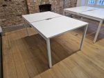 Used White 2-Person Bench Office Desk – 100cm Workstation – Fast UK Delivery 🚚 - Image 2