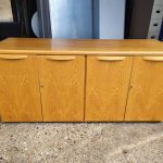 Used Low Credenza 4 Door Wooden Office Storage Executive Cabinet, Lockable