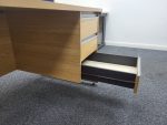 Office Wood Desk with Cable Management with Fixed Lockable 3 Drawers - 160cm - Image 3