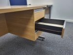 Office Wood Desk with Cable Management with Fixed Lockable 3 Drawers - 160cm - Image 4