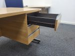 Office Wood Desk with Cable Management with Fixed Lockable 3 Drawers - 160cm - Image 5