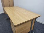 Office Wood Desk with Cable Management with Fixed Lockable 3 Drawers - 160cm - Image 6