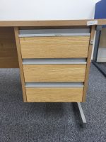 Office Wood Desk with Cable Management with Fixed Lockable 3 Drawers - 160cm - Image 9