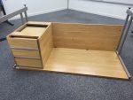 Office Wood Desk with Cable Management with Fixed Lockable 3 Drawers - 160cm - Image 12