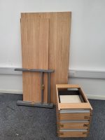 Office Wood Desk with Cable Management with Fixed Lockable 3 Drawers - 160cm - Image 16