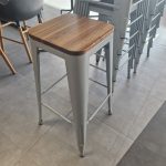 Swoon Joey Bar Stools Mango Wood Seat - White Steel Industrial Stackable Design