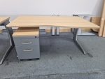 Office Wood Desk with Cable Management, Right Hand + Mobile Lockable Pedestal