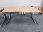 Office Wood Desk with Cable Management, Right Hand + Mobile Lockable Pedestal - Image 2