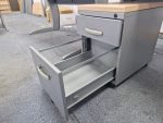 Office Wood Desk with Cable Management, Right Hand + Mobile Lockable Pedestal - Image 9