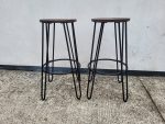 SET of Round Black Bar Table + 2 Matching Wooden Seat Black Frame Stools - Image 5