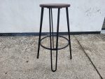SET of Round Black Bar Table + 2 Matching Wooden Seat Black Frame Stools - Image 6