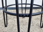 SET of Round Black Bar Table + 2 Matching Wooden Seat Black Frame Stools - Image 8