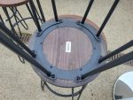 SET of Round Black Bar Table + 2 Matching Wooden Seat Black Frame Stools - Image 16