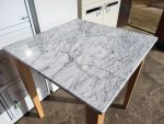 Marble Table Elegant Dining / Workspace Modern Square Top Wooden Feet - 71cm