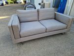 Calligaris Reception Grey Sofa Chrome Legs - Fabric and Feather Cushions - Image 8
