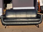 Black Leather Office Sofa Living Room / Reception Modern 3-Person Seat - Image 12