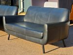 Black Leather Office Sofa Living Room / Reception Modern 3-Person Seat - Image 13