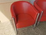 Office Reception Lounge Armchairs Leather & Polished Aluminium Tub - Set of 3 - Image 18