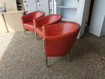 Office Reception Lounge Armchairs Leather & Polished Aluminium Tub - Set of 3 - Image 23