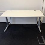 Senator Office Desk White Top Workstation - Modesty Panel & Cable Ports - 160cm