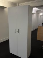 Narbutas Shelves Cabinet Cupboard White Free Standing Tall Lockable Storage Unit - Image 2