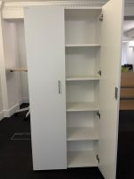 Narbutas Shelves Cabinet Cupboard White Free Standing Tall Lockable Storage Unit - Image 3