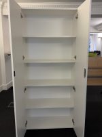 Narbutas Shelves Cabinet Cupboard White Free Standing Tall Lockable Storage Unit - Image 4