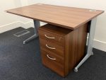 Office Desk with 3 Drawer Pedestal Cabinet, Walnut Effect - 140 cm Workstation - Image 2
