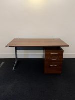 Office Desk with 3 Drawer Pedestal Cabinet, Walnut Effect - 140 cm Workstation - Image 3