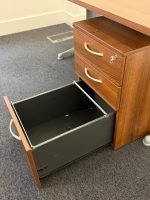 Office Desk with 3 Drawer Pedestal Cabinet, Walnut Effect - 140 cm Workstation - Image 4