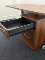 Office Desk with 3 Drawer Pedestal Cabinet, Walnut Effect - 140 cm Workstation - Image 5