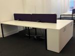 4 Person Back-to-Back Bench Desk Set with Cupboard, Screens & Cable Management - Image 2
