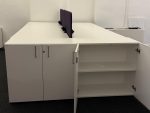 4 Person Back-to-Back Bench Desk Set with Cupboard, Screens & Cable Management - Image 20