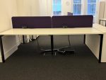 4 Person Back-to-Back Bench Desk Set with Cupboard, Screens & Cable Management - Image 21