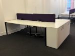 4 Person Back-to-Back Bench Desk Set with Cupboard, Screens & Cable Management - Image 22