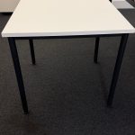 White Square Table Compact Elegant Desk Minimalist Workstation Black Feet - 80cm