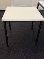 White Square Table Compact Elegant Desk Minimalist Workstation Black Feet - 80cm - Image 3