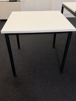 White Square Table Compact Elegant Desk Minimalist Workstation Black Feet - 80cm - Image 4