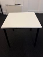 White Square Table Compact Elegant Desk Minimalist Workstation Black Feet - 80cm - Image 5