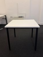 White Square Table Compact Elegant Desk Minimalist Workstation Black Feet - 80cm - Image 7