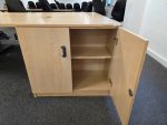 Lockable Low Storage Cupboard Double Doors Maple Desk-Height - UK Delivery - Image 5