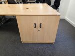 Lockable Low Storage Cupboard Double Doors Maple Desk-Height - UK Delivery - Image 6