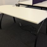 D-End White Office Desk Modern Design Workstation, Cable Management - 200cm